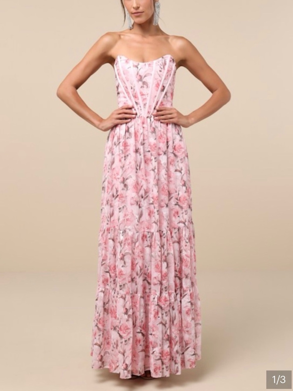 Lulus Corset Pink Floral Dress
